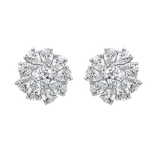 Fancy Pear and Cushion Shape Moissanite Stone Stud Earrings in Sterling Silver - Adila