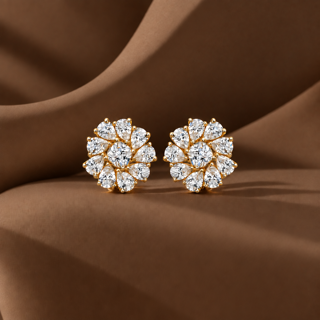 Selena Pear & Cushion Moissanite Stud Earrings