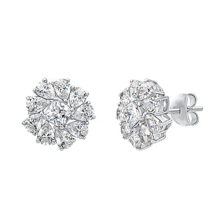 Fancy Pear and Cushion Shape Moissanite Stone Stud Earrings in Sterling Silver - Adila