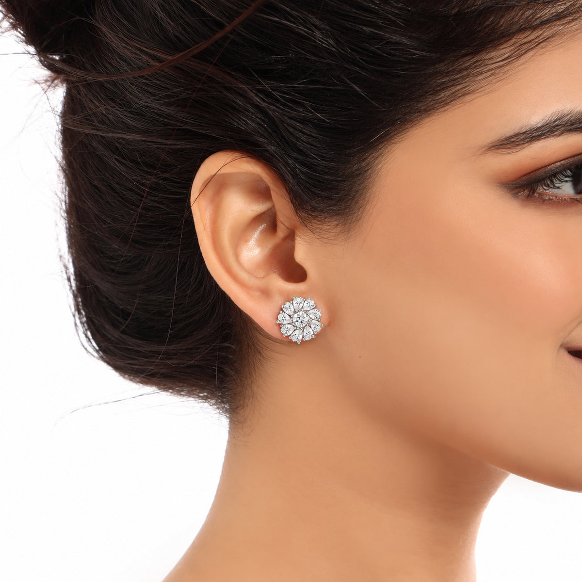 Selena Pear & Cushion Moissanite Stud Earrings