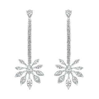 Pichwai Moissanite Stone Long Earrings in Sterling Silver - Adila