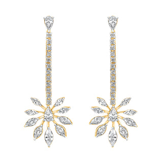 Pichwai Moissanite Stone Long Earrings in Sterling Silver - Adila