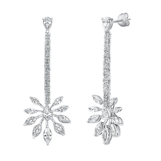 Pichwai Moissanite Stone Long Earrings in Sterling Silver - Adila