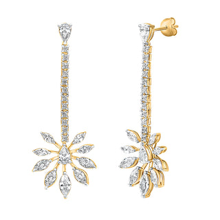 Pichwai Moissanite Stone Long Earrings in Sterling Silver - Adila