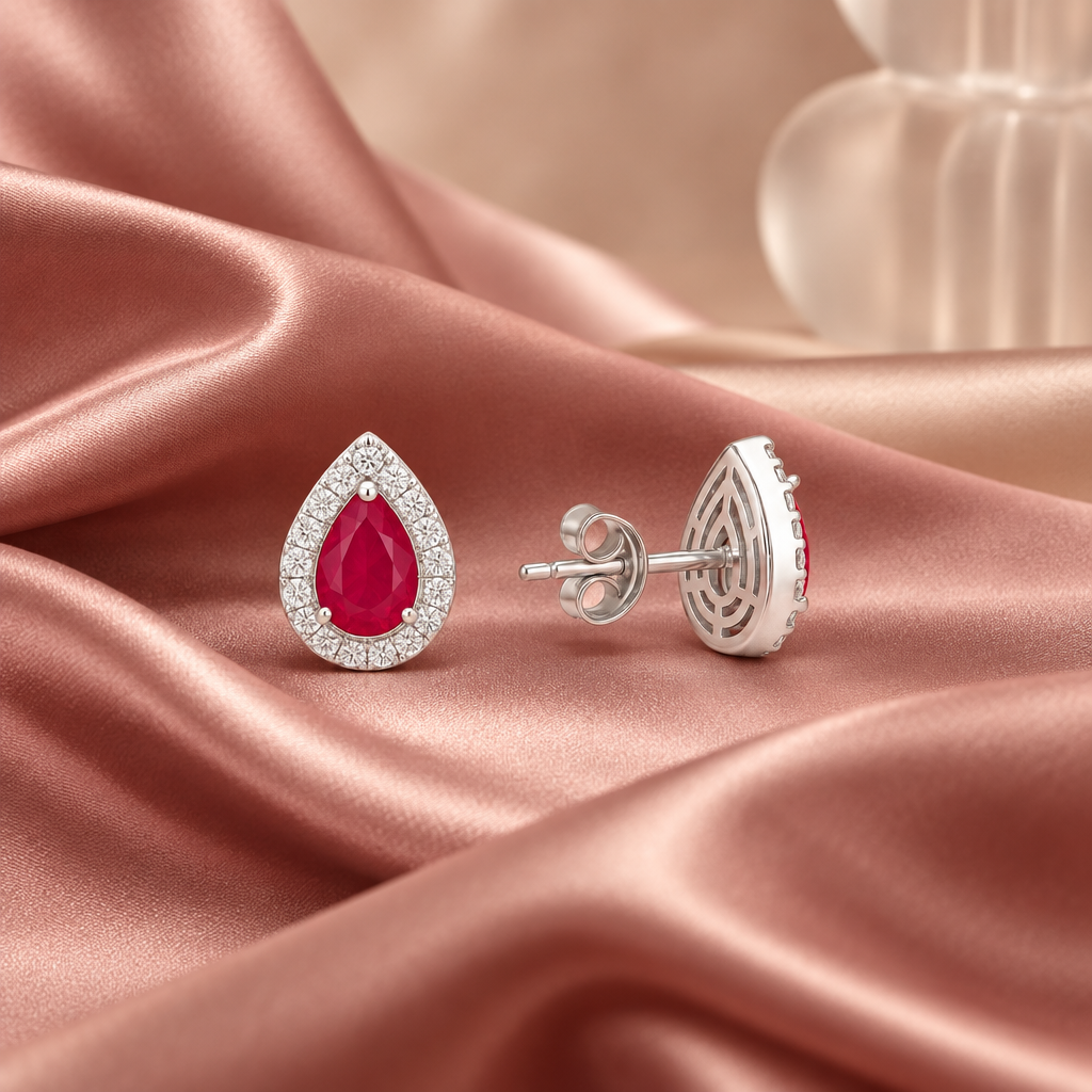 Scarlet Pop Halo Stud Earrings