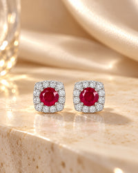 Red Velvet Pop Halo Stud Earrings