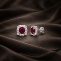Red Velvet Pop Halo Stud Earrings