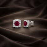 Red Velvet Pop Halo Stud Earrings