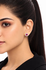 Red Velvet Pop Halo Stud Earrings