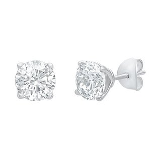 The Celestial Round Cut 2.00ct Diamond Stud Earrings in 925 Sterling Silver - Adila