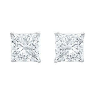 The Perfect Princess Cut 1.00ct Stud Moissantite Earrings in 925 Sterling Silver - Adila