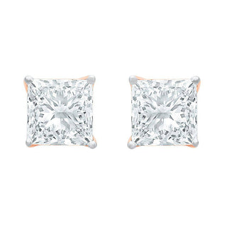 The Perfect Princess Cut 1.00ct Diamond Stud Earrings in Gold - Adila