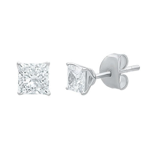 The Perfect Princess Cut 1.00ct Stud Moissantite Earrings in 925 Sterling Silver - Adila