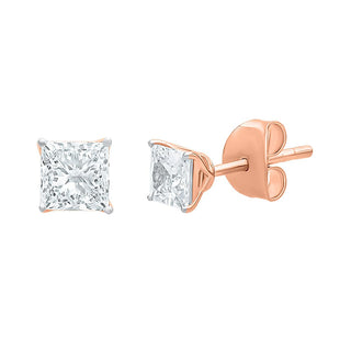 The Perfect Princess Cut 1.00ct Diamond Stud Earrings in Gold - Adila