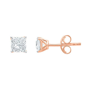 The Perfect Princess Cut 1.00ct Diamond Stud Earrings in Gold - Adila