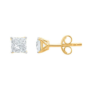 The Perfect Princess Cut 1.00ct Stud Moissantite Earrings in 925 Sterling Silver - Adila