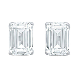 The Emerald Shape 2.00ct Stud Moissantite Earrings in 925 Sterling Silver - Adila