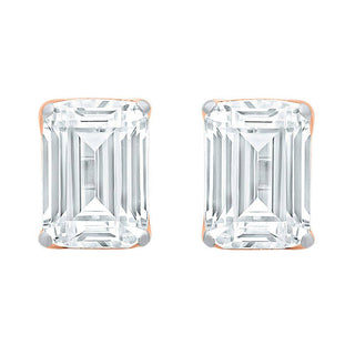 The Emerald Shape 2.00ct Diamond Stud Earrings in Gold - Adila