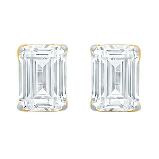 The Emerald Shape 2.00ct Stud Moissantite Earrings in 925 Sterling Silver - Adila