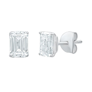 The Emerald Shape 2.00ct Stud Moissantite Earrings in 925 Sterling Silver - Adila