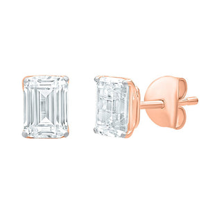 The Emerald Shape 2.00ct Diamond Stud Earrings in Gold - Adila