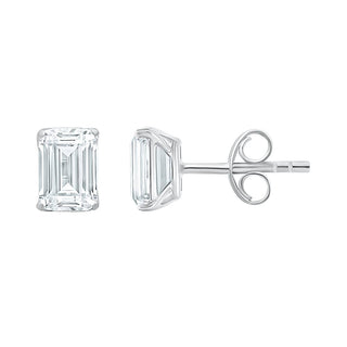 The Emerald Shape 2.00ct Diamond Stud Earrings in 925 Sterling Silver - Adila