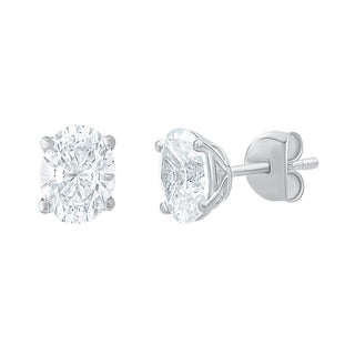 The Oval Shape 2.00ct Diamond Stud Earrings in 925 Sterling Silver - Adila