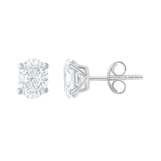 The Oval Shape 2.00ct Diamond Stud Earrings in 925 Sterling Silver - Adila