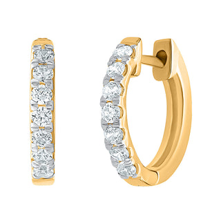 Timeless Huggie Hoops with 0.33cts Moissanite Stone in Sterling Silver - Earrings