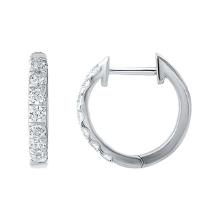 Timeless Huggie Hoops with 0.33cts Moissanite Stone in Sterling Silver - Earrings