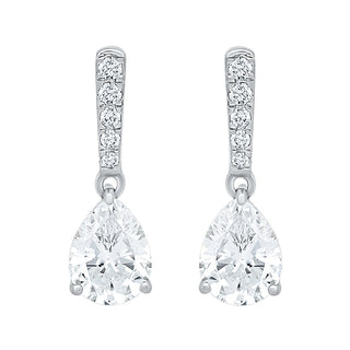 Glimmering Pear-drop Moissanite Stone Earrings in Sterling Silver