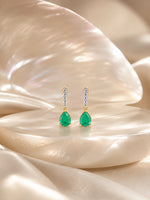 Emerald Fizz Green Gemstone Silver Drop Earrings