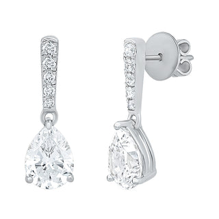 Glimmering Pear-drop Moissanite Stone Earrings in Sterling Silver