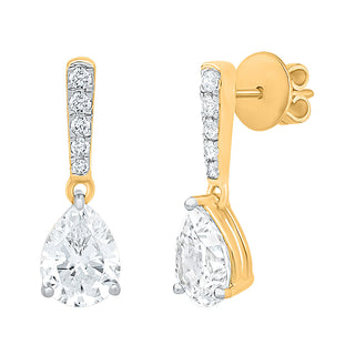 Glimmering Pear-drop Moissanite Stone Earrings in Sterling Silver