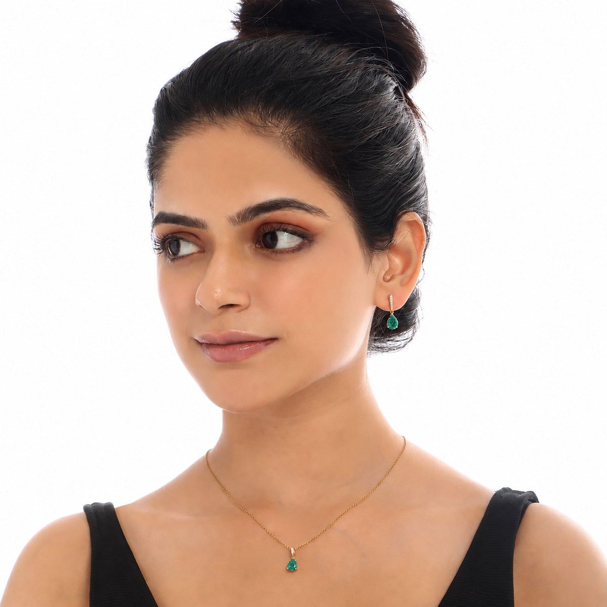 Emerald Fizz Green Gemstone Silver Drop Earrings
