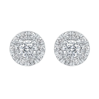 The Halo Round shape 1.00ct Stud Moissantite Earrings in 925 Sterling Silver - Adila