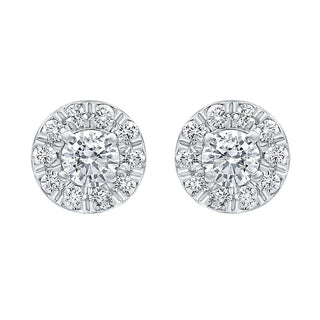 The Halo Round shape 1.00ct Diamond Stud Stud Earrings in Gold - Adila