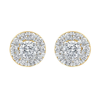 The Halo Round shape 1.00ct Stud Moissantite Earrings in 925 Sterling Silver - Adila