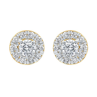 The Halo Round shape 1.00ct Diamond Stud Stud Earrings in Gold - Adila