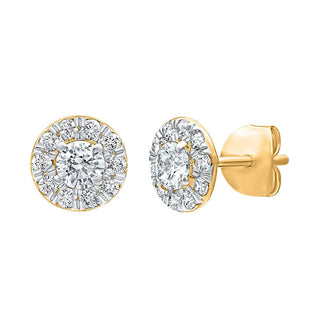 The Halo Round shape 1.00ct Diamond Stud Stud Earrings in 925 Sterling Silver - Adila