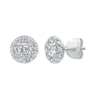 The Halo Round shape 1.00ct Diamond Stud Stud Earrings in Gold - Adila