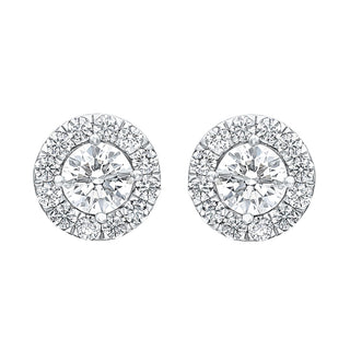 The Halo Round shape 2.00ct Stud Moissantite Earrings in 925 Sterling Silver