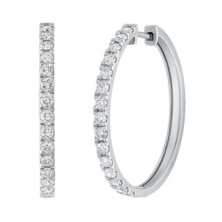 Classic Round Shape Hoop Earrings with Moissanite in 925 Sterling Silver