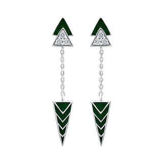 Verdant Enamel Earrings with Moissanite in 925 Sterling Silver