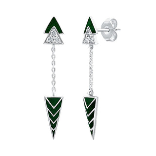 Verdant Enamel Earrings with Moissanite in 925 Sterling Silver