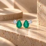 Paan Pop Moissanite & Emerald Drop Silver Earrings