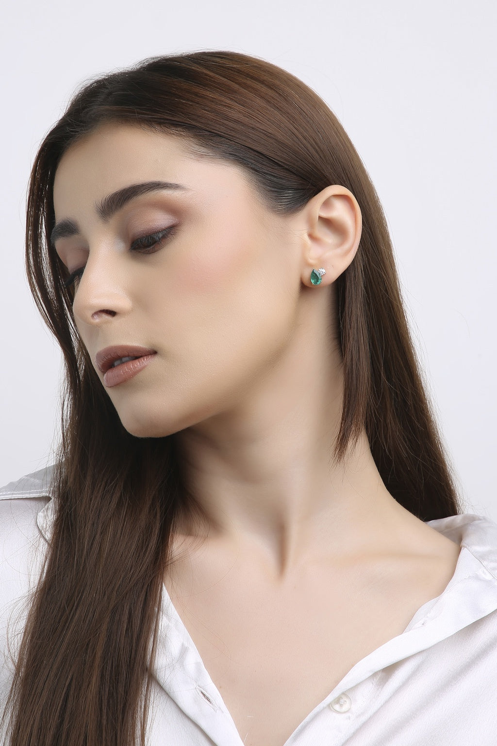 Paan Pop Moissanite & Emerald Drop Silver Earrings