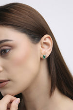 Paan Pop Moissanite & Emerald Drop Silver Earrings