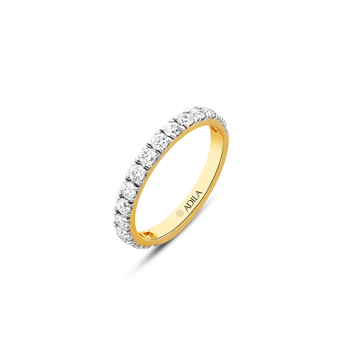 Vanilla Pop Band | Modern Silver Moissanite BAnd Ring | Adila Jewels