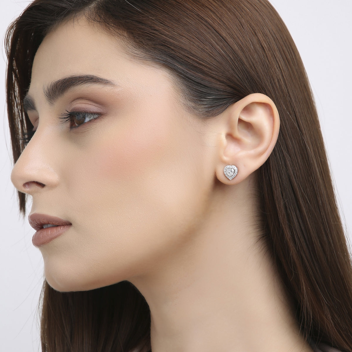 Amora Heart Moissanite Stud Earrings